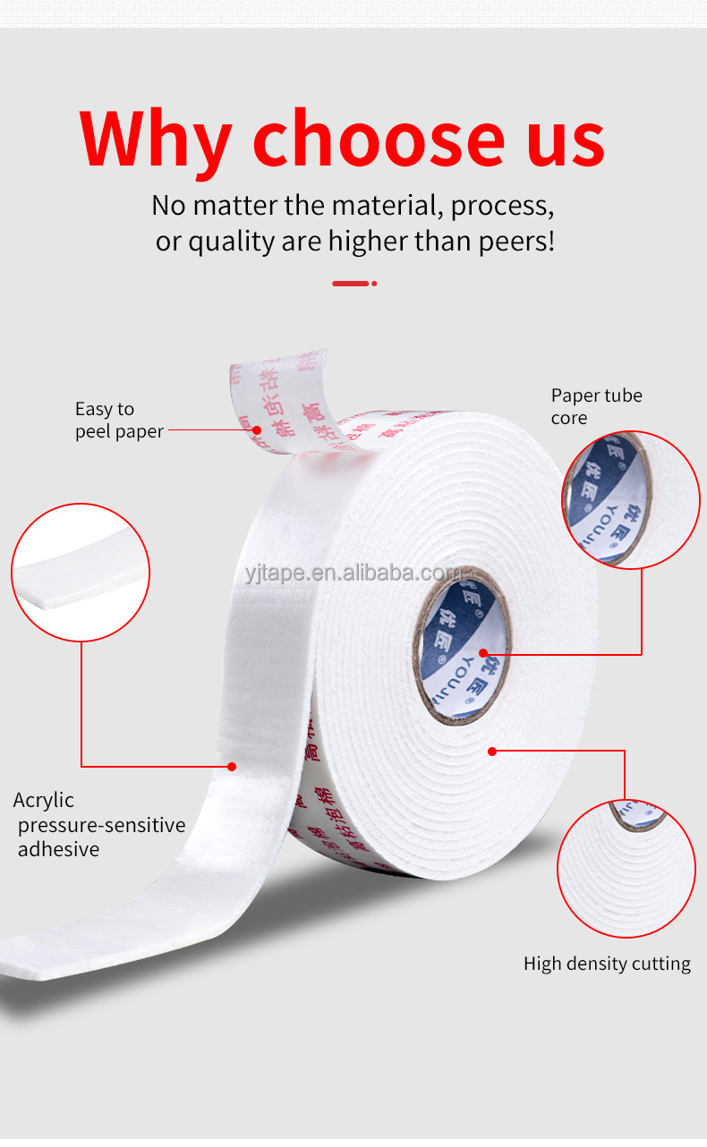 Car Gap Filling Mountings Double Sided Foam Tape With Soft 2 Sided Strong Adhesive
