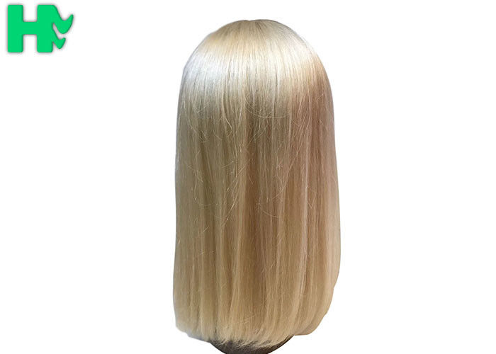 HF Peruvian Virgin Natural Human Hair Wigs , Lace Frontal Silky Straight Wave Bob Wig