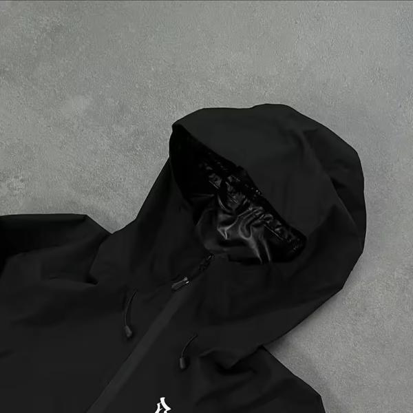 Custom Polyester Zip up Hooded Jacket Nylon Waterproof Fashion Jacket for Zip Pocket High Quality Embroidery logo Jacket for Men