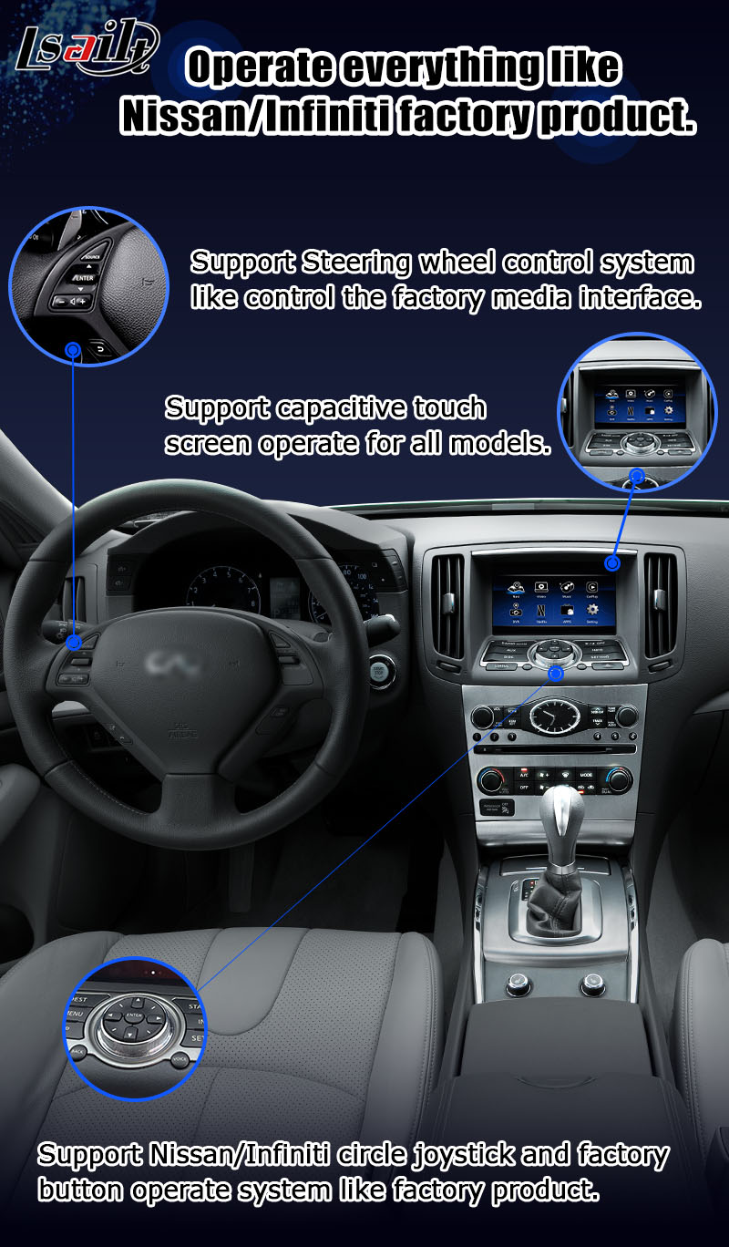 GPS Navigation NISSAN Multimedia Interface Android Carplay 1.8G For Infiniti G37 G25