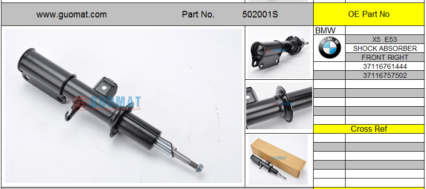 X5 E53 Shock Absorber Bmw Front Right Suspension Parts 37116761444 / 37116757502