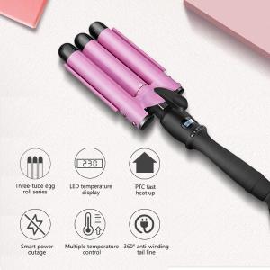 China Adjustable Temperature 110W 28mm Triple Barrel Curling Iron For Women wholesale