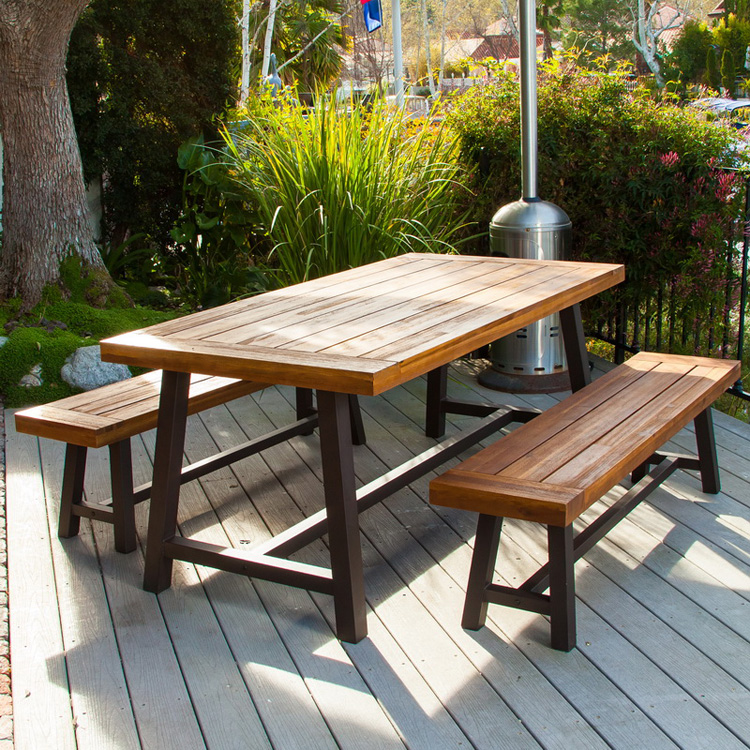 ISO14001 Certificate 1800mm Wood And Metal Bistro Set
