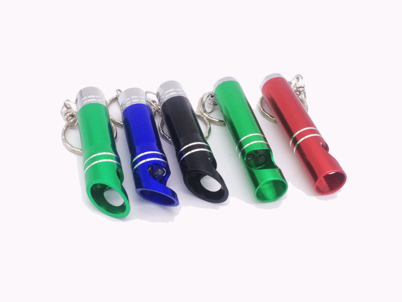 Personalized Anodized Aluminum LED Flashlight Light Keychain Beer Bottle Opener, Laser Engrave Logo, Cheap Key Ring