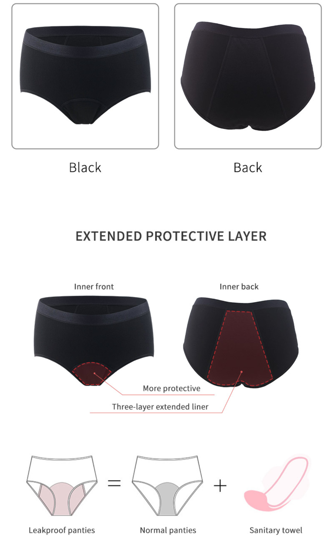Nighttime Period Panties Underwear 4 Layer Leakproof Protective Menstrual Panties Bamboo