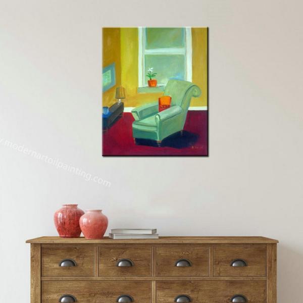 100% Hand Painted Abstract Flowers next to the Window Oil Painting on Canvas