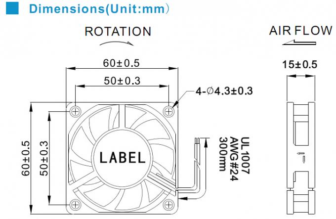 High Speed Ball / Sleeve Bearing PWM FG DC Axial Fans 60*60*15mm