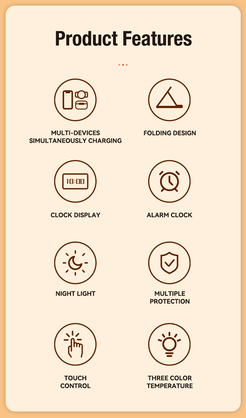 6 In 1 Wireless Fast Charger with Alarm Clock , 15W Mobile Phone Wireless Charger