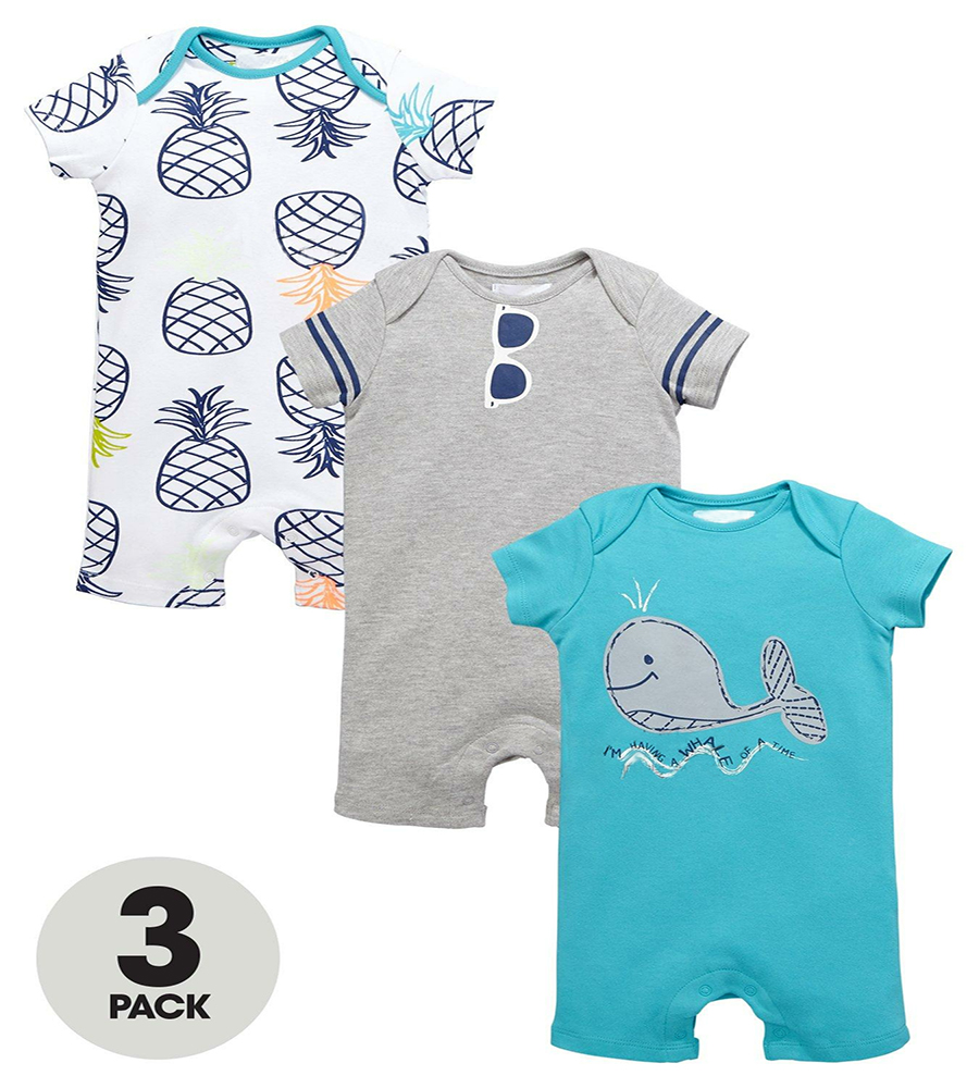 Printing Infant Summer Baby Clothes Unisex Jumpsuit Cotton Knit Short Sleeve Baby Rompers