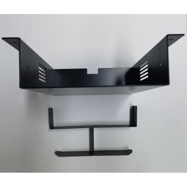 Single Square Modern 2mm Iron Desk Storage Shelf with Dual Headset Hanger Hook Holder