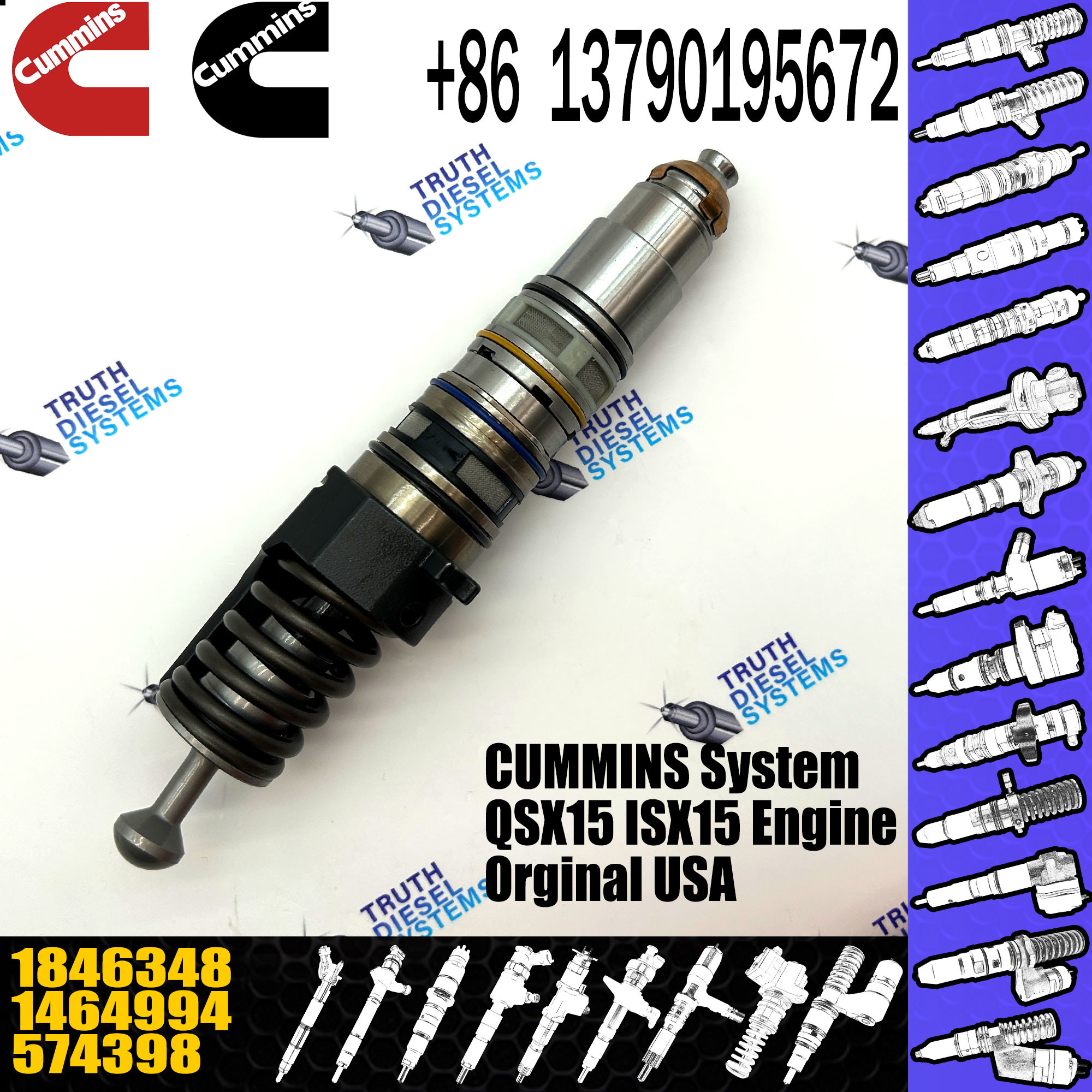 4954646 Genuine Diesel Engine Common Rail QSX15 Fuel Injector 4076963 4903028 570016 1521978