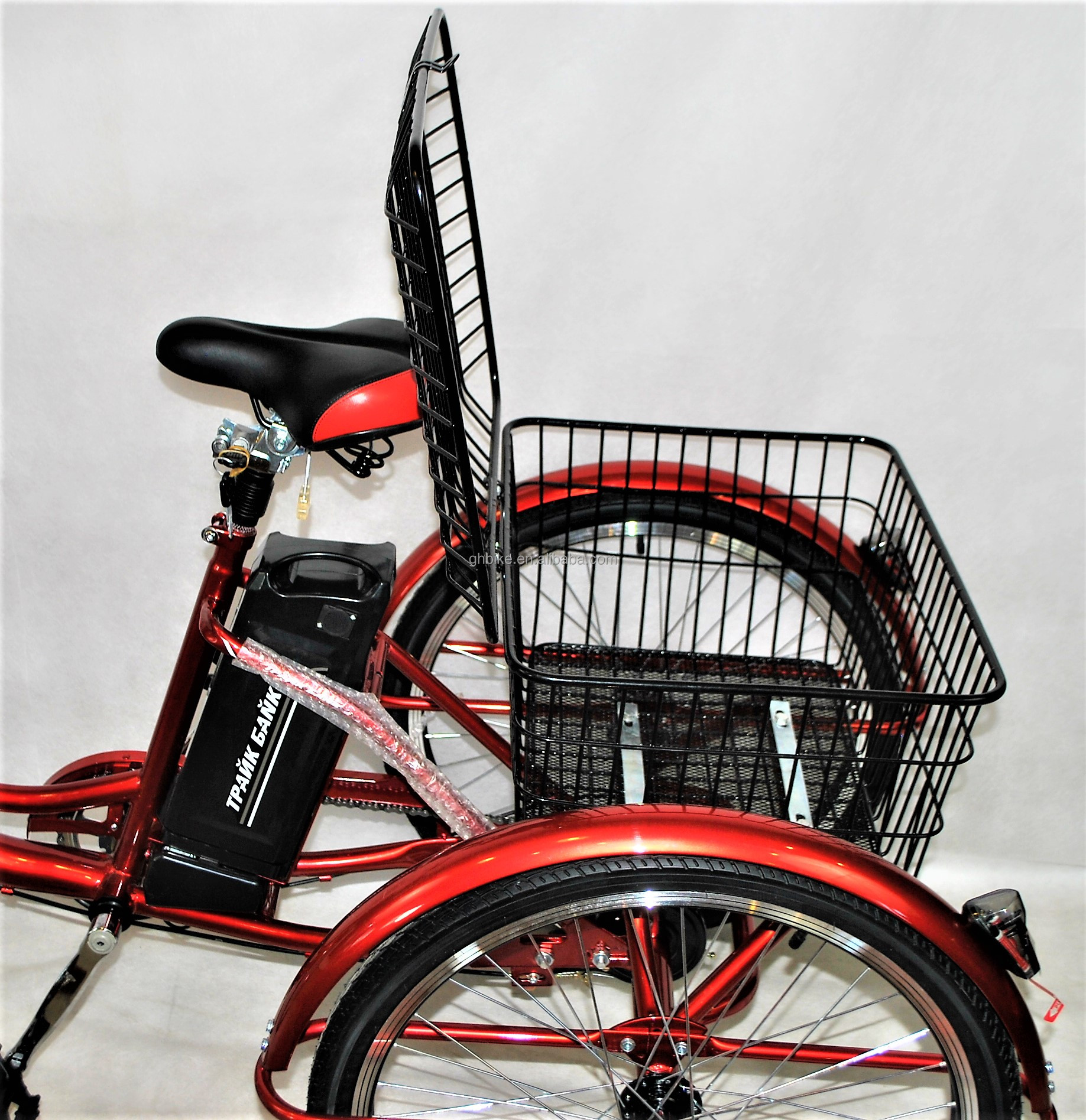 24" Rear Hub Motor Steel Frame 7speeds 36V350W 35KM/H Unisex Adult Electric Tricycles