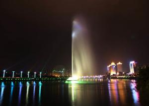 China Super Shocking Outdoor Led Pond Fountain , Dancing Pool Fountain 100m Super High Spray wholesale