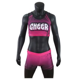 China Custom Sublimation Girls Cheer Dance Clothes Crop And Shorts Pink Color wholesale