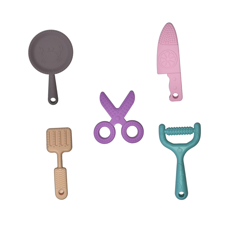 5 Piece Non Toxic Baby Teether Silicone BPA Free Customized Color