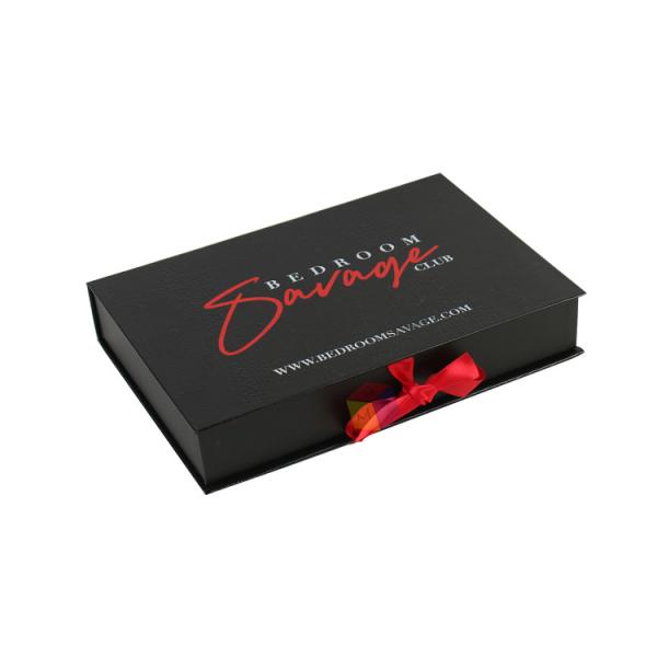 Hot Luxury Custom Logo Paper Black Book Shape Rigid Cardboard Ribbon Gift Paper