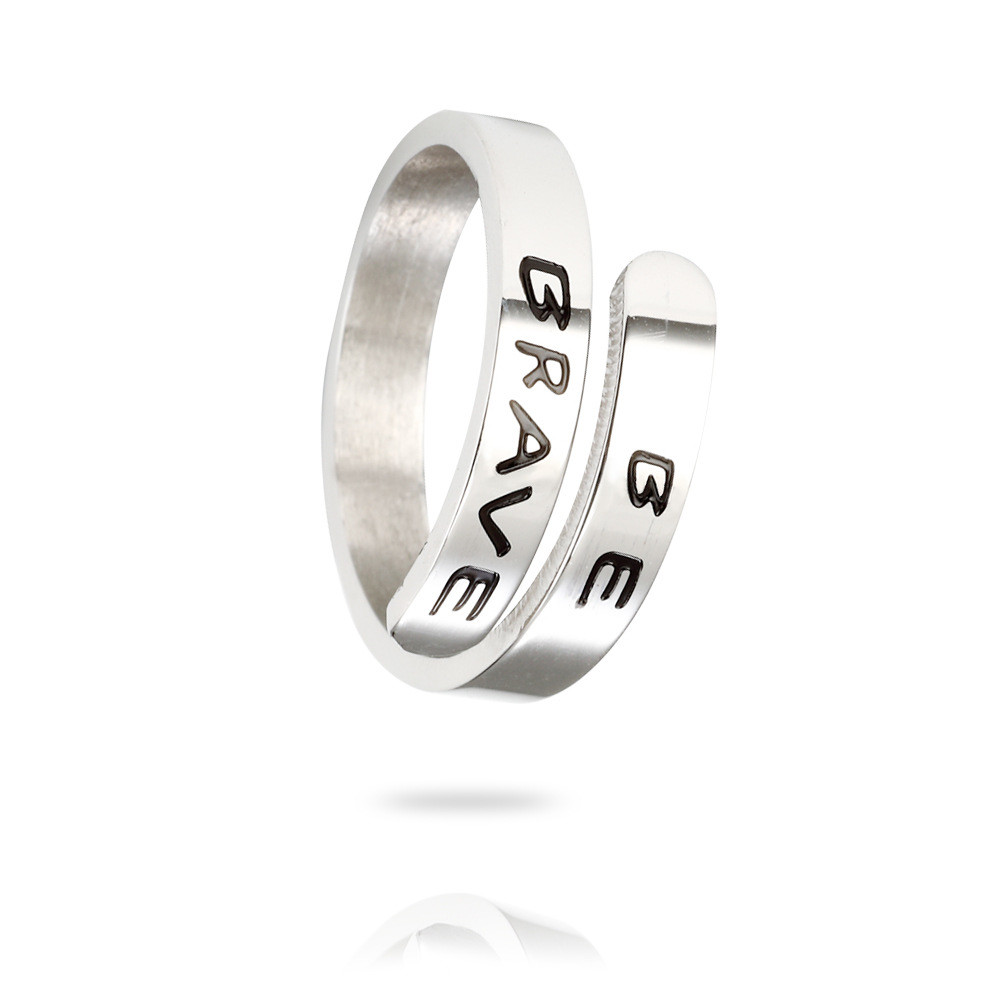 Steel Color 5g Engraving Words Personalized Jewelry Ring
