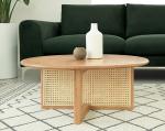 Creative Round Rattan Wooden Tea Table 20mm Thick White Oak