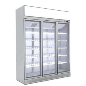 China Commercial upright glass door freezer, auto defrost frozen food display refrigerator wholesale