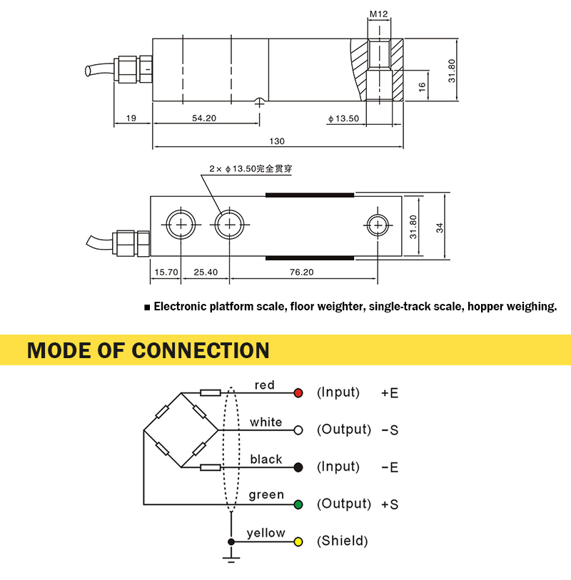 1000Kg Weight Measuring Weighing Sensors Double Ended Shear Beam Load Cell