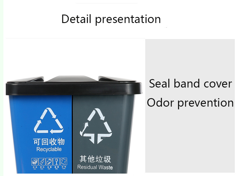 School Garbage Separation Bins 12 Liter Plastic Garbage Sorter Bin