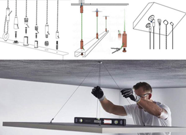 Durable Light Fittings Wire Suspension Hanging Kit With Looping Gripper
