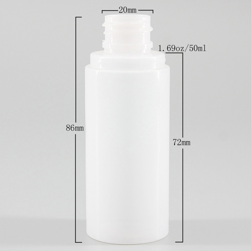1.69oz/50ml Mini Light White PET Plastic Bottle With Different Color Screw Cap, Empty Liquid Skincare Lotion Bottle