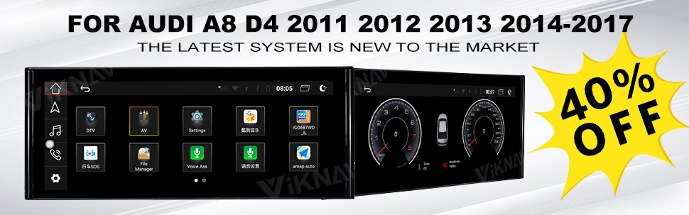 1920*720 Android Auto Car Stereo 12.3 Inch For Audi A8 D4 2011-2017