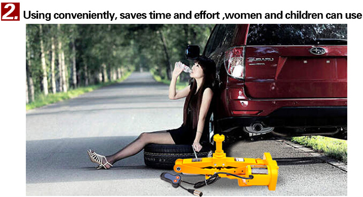 silver /yellow color 100w 12V electric car jack with electric impact wrench