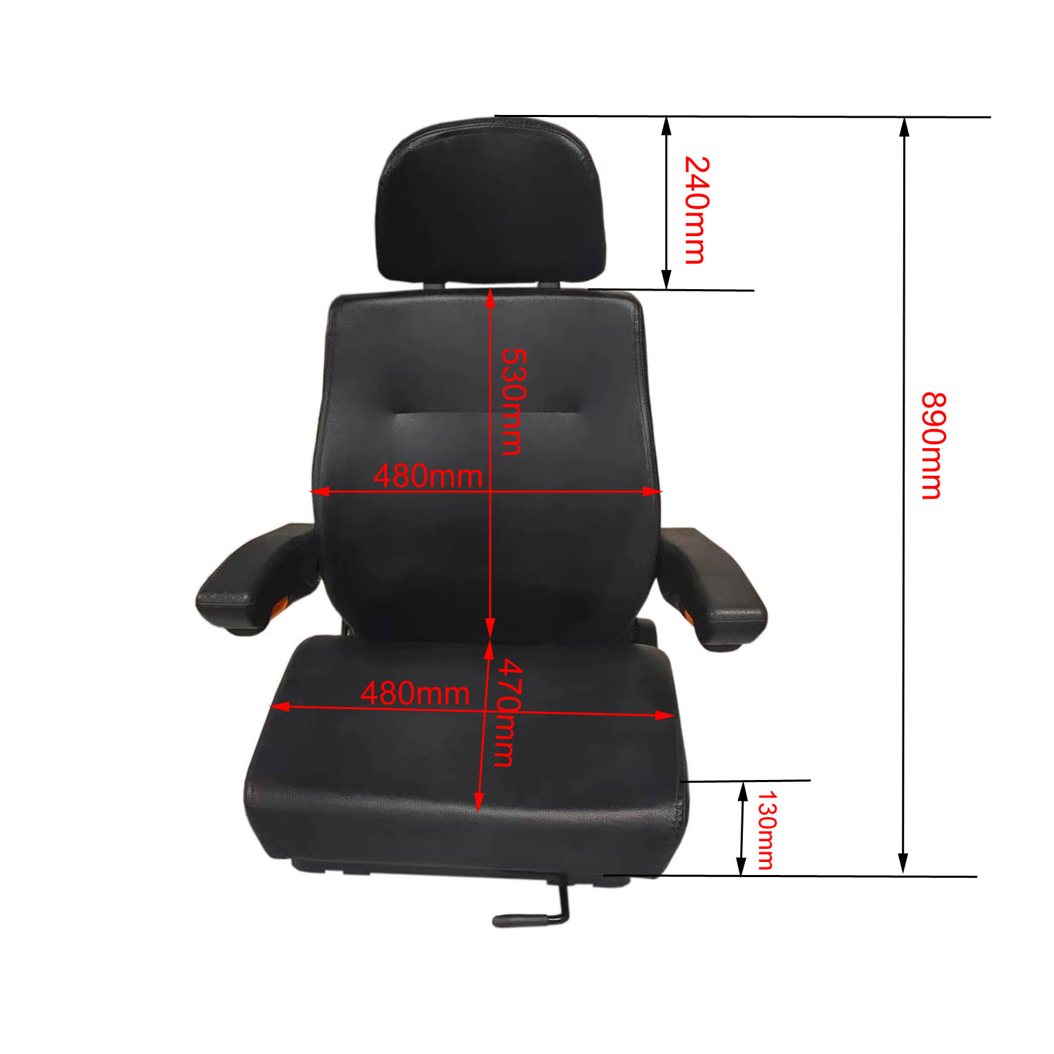 Leather Construction Equipment Seats Vehicle Seat With Headrest Armrest