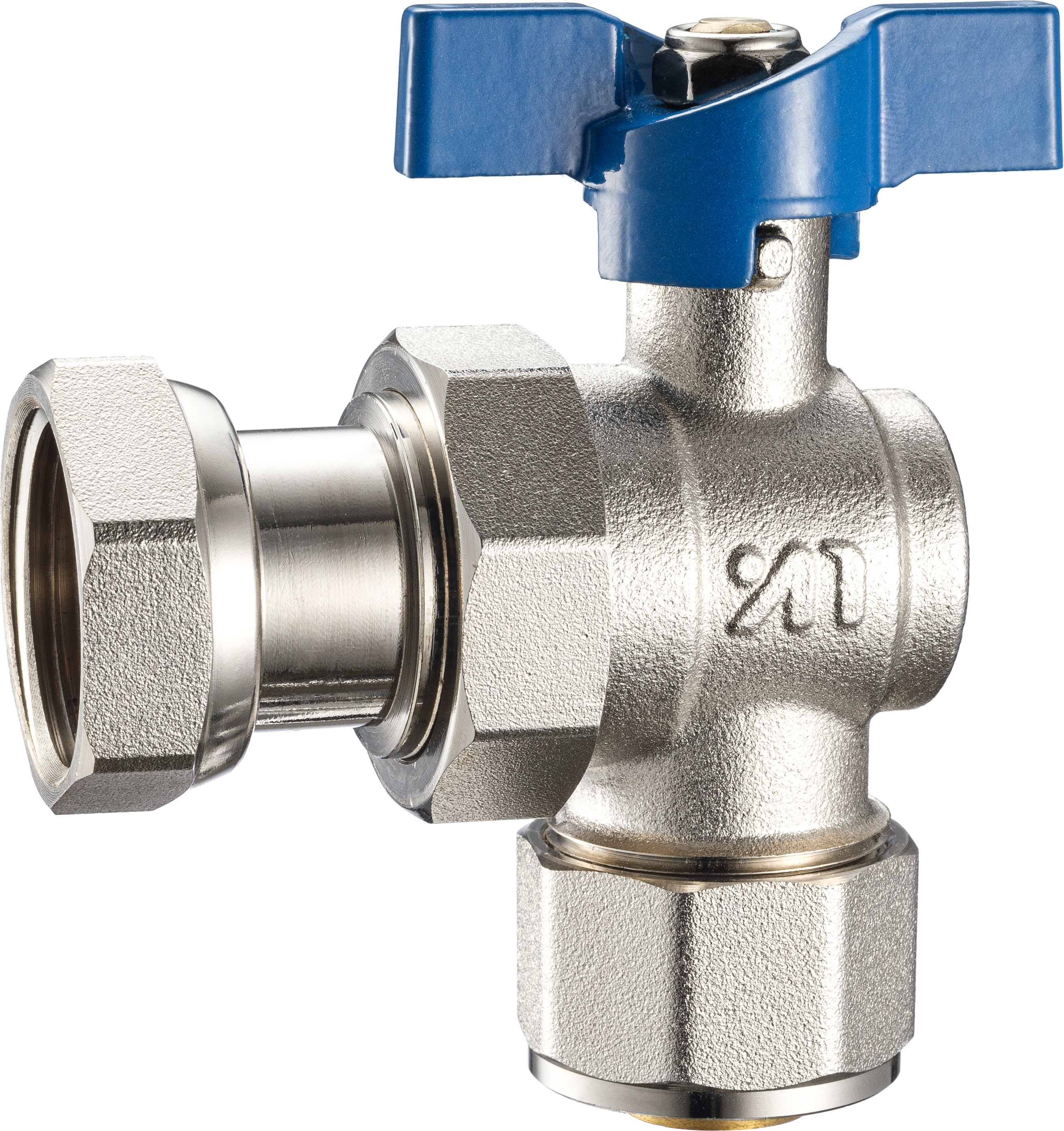 3614 3615 Angle Type Brass Ball Valve DN20 for AL-PL Pipe Connections with Flexible Male Nipple or Flexible Female Nut