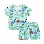 Summer Kids Pajama Set Plain Animal Short Sleeve Tee And Shorts