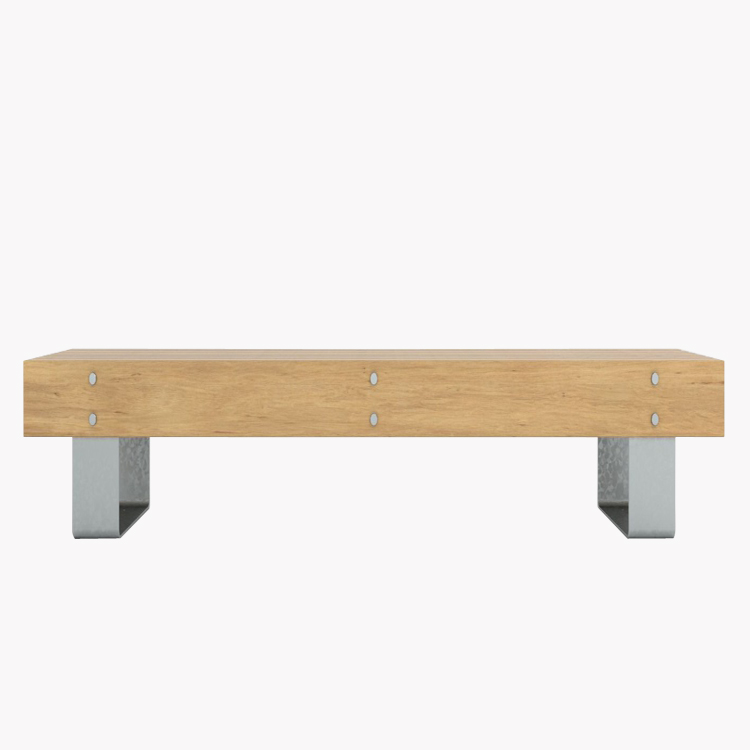 Long Commerical Street Backless Bench Factory Price Outdoor Metal Solid Wood Shopping Mall Bench