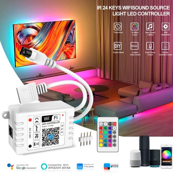 IR 24 Keys WIFI RGB WW CW Controller Smart Phone APP Magic Home RGB LED Controller For LED Strip