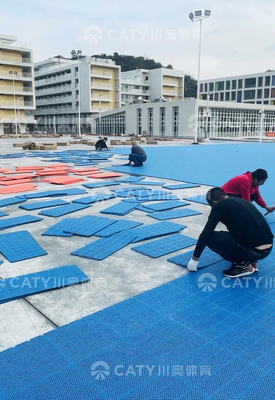 Easy Install PU Flooring Anti-Slip Interlocking Plastic Floor for Playground Mat Basketball Flooring Backyard Garage