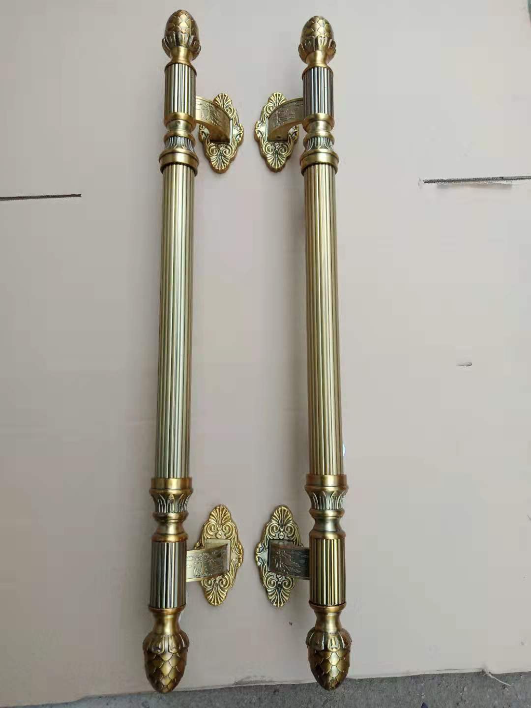 European Brass Door Handle 201 Tube and Zinc Allot Head American Gold Room Luxury