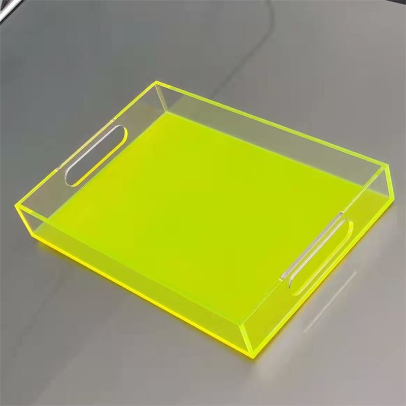 Smooth Finish Clear Acrylic Serving Tray Lucite Bread Tray With Custom Printing