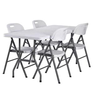 China 5 Feet Outdoor Portable Plastic Folding Table Chair Wild White Table 4 People wholesale