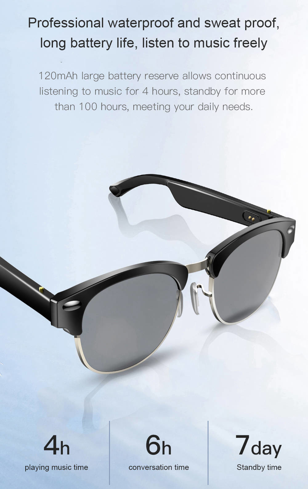 Intelligent Glasses Bluetooth Sunglasses Listening To Music Hands Free Phone Call