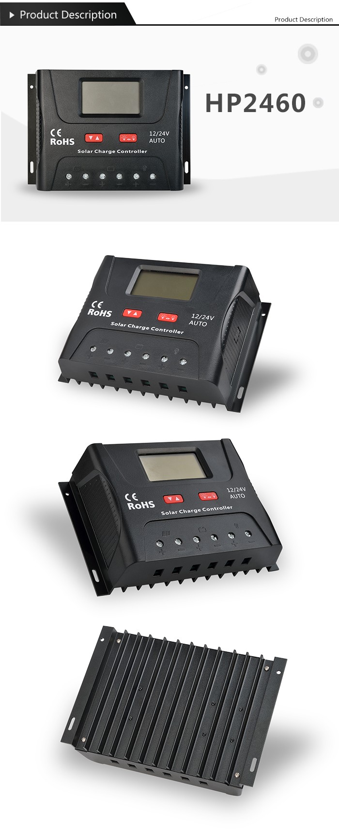IP30 Solar Panel SRNE Solar Charge Controller With 3 Stage PWM Charging
