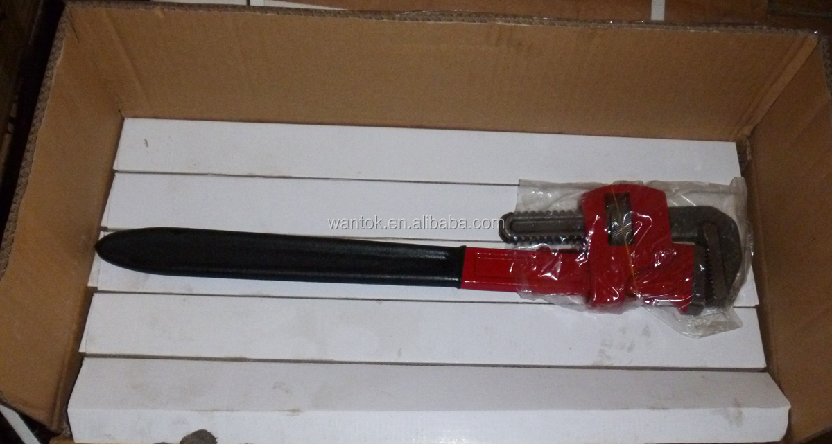 Customized British Type Pipe Wrench with Dipped Handle Max Torque Capacity 200N-m OEM