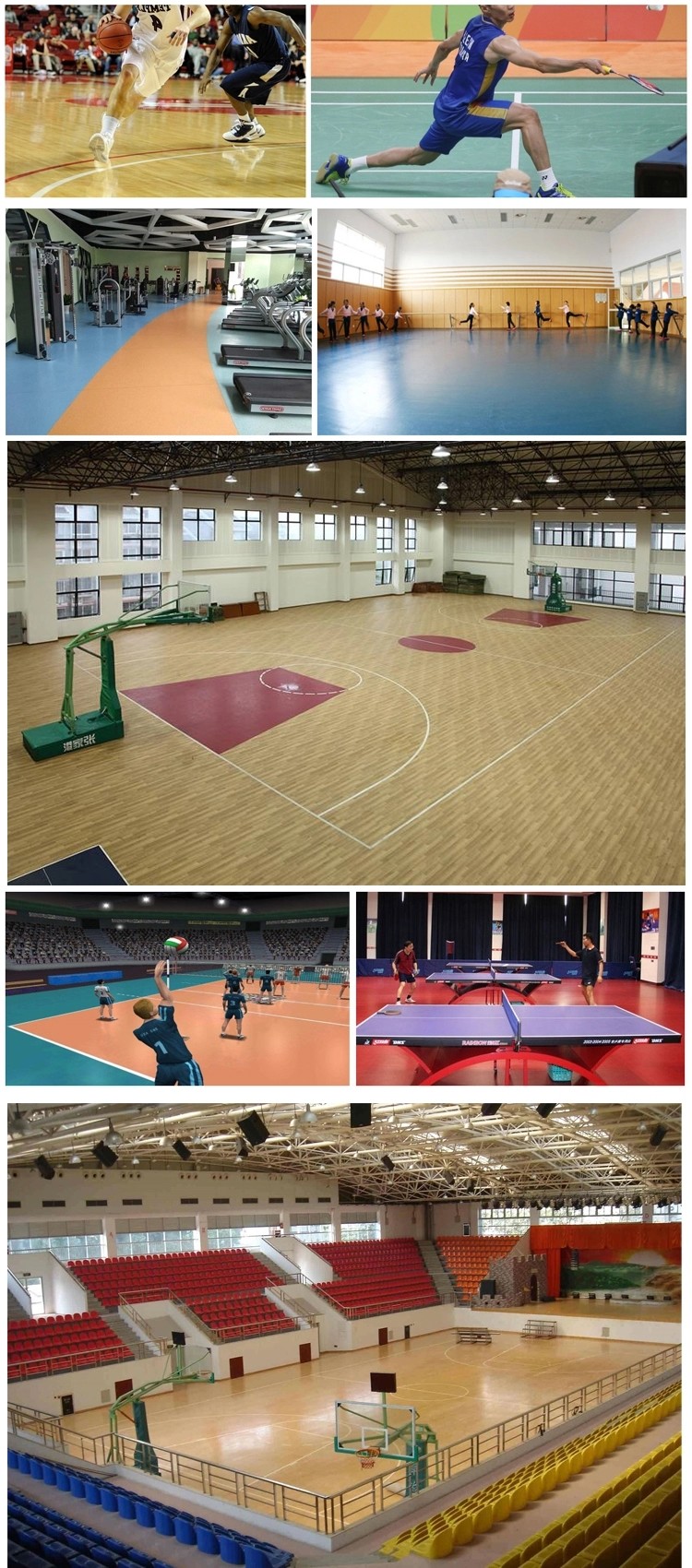 Anti-Slip Waterproof PVC Sports Flooring Sport Court Eco-Friendly