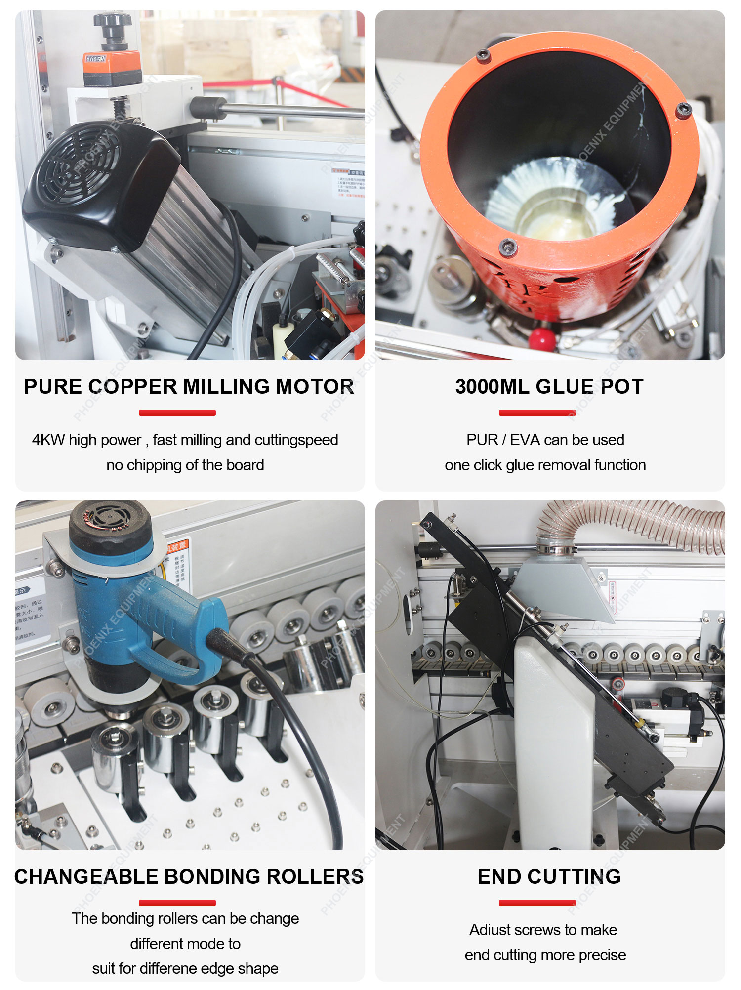 Woodworking Pre Milling Edge Banding Machine with 45 Pressure Roller Wheels and More