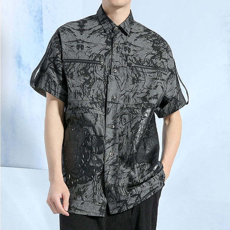 Black Short Sleeve Casual Dress Shirts For Summer OEM ODM Service