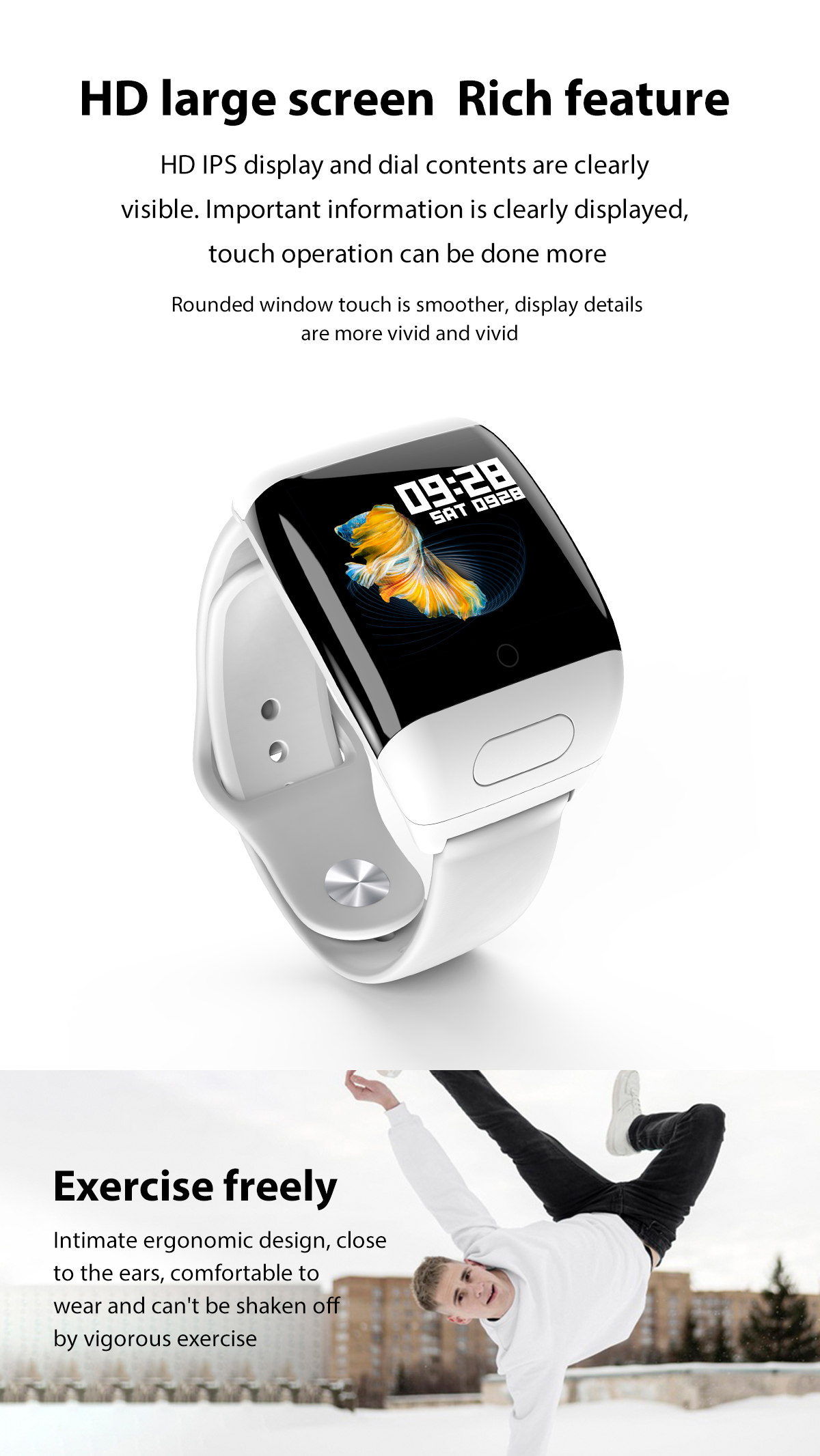 HL36 smart watch Sleep Monitoring 1.3inch Waterproof Running Watch SMS WeChat Call Reminder