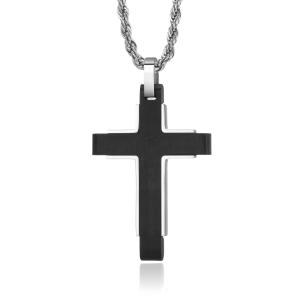 China Silver Gold Black Stainless Steel Men's Pendant Cross Necklace Jewelery for Women 16-24 Inches wholesale