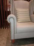 930*900*1150mm White Single Sofa Chair Tufted Fabric Recliner Rolled Arm