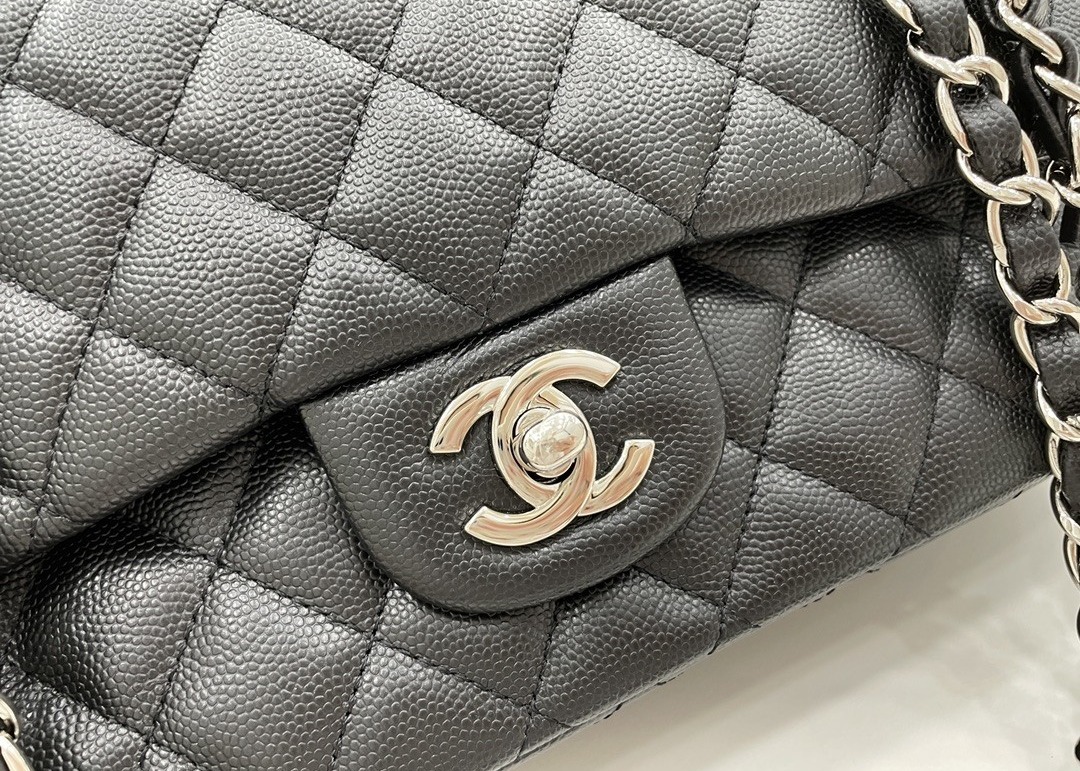 Ball Caviar Womens Chain Bag Calf Skin Inside Suede 25cm Length
