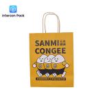 Customized Kraft Paper Shopping Bags Brown Color Take Away Food Bag
