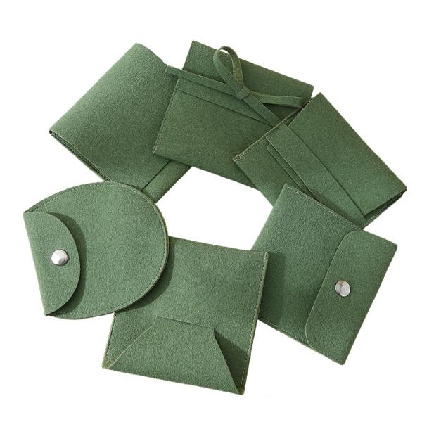 Luxury bag Customized LOGO Green Flannel Anti-Oxidation Jewelry Bag Thickened Microfiber Jewelry Bag Ring Storage Bag